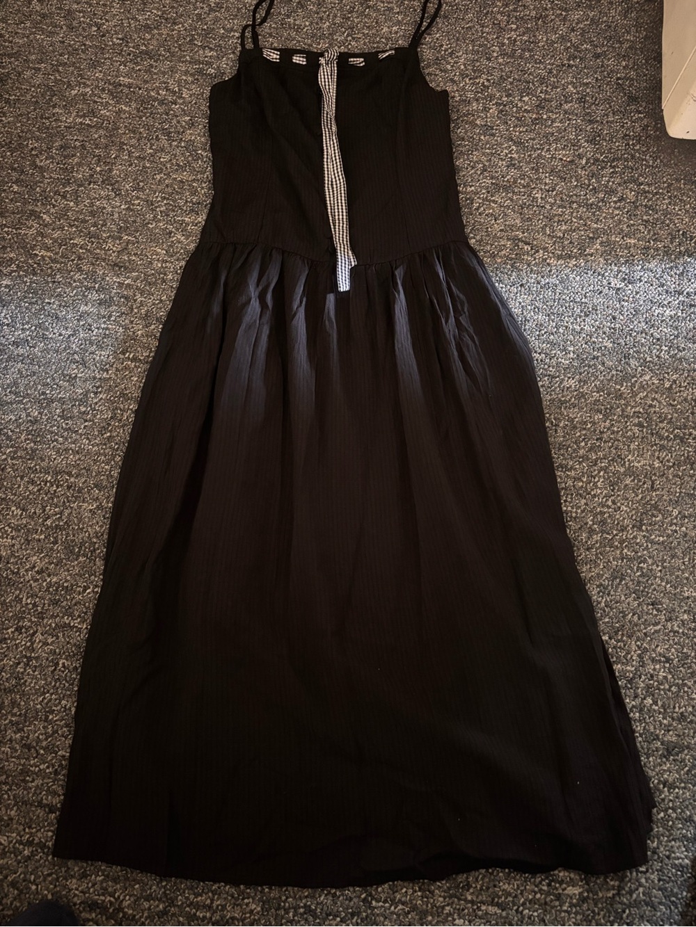 Le Lis Black Maxi Dress with Gingham Placket